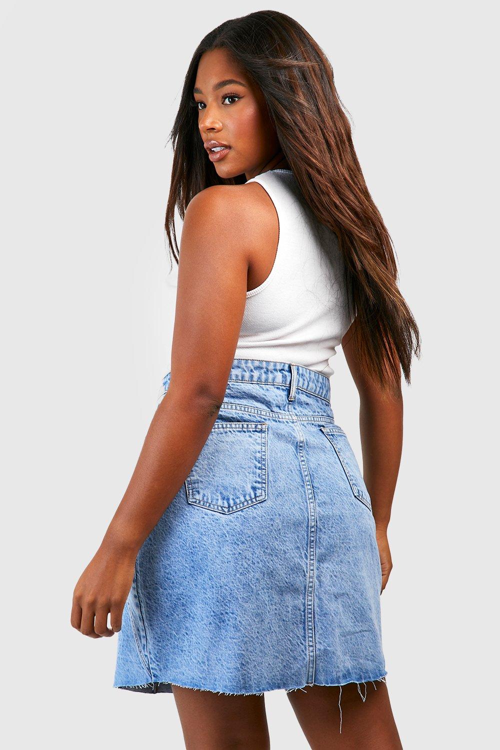 Boohoo plus sale size denim skirt